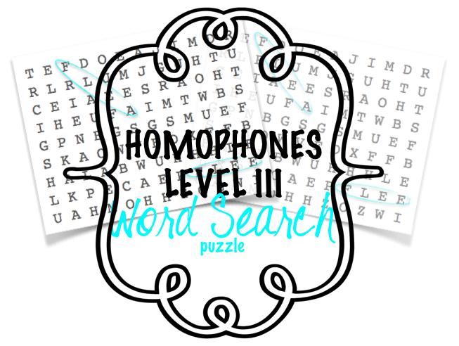 Homophones Word Search Puzzle – Level III